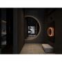 Полукруглое зеркало с задней декоративной эмбилайт RGB подсветкой Сансет 5 в интернет-магазине «Зеркала с подсветкой» фото