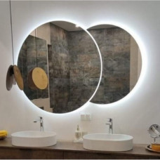 Круглое двойное зеркало в ванную 90 см с задней подсветкой F039 